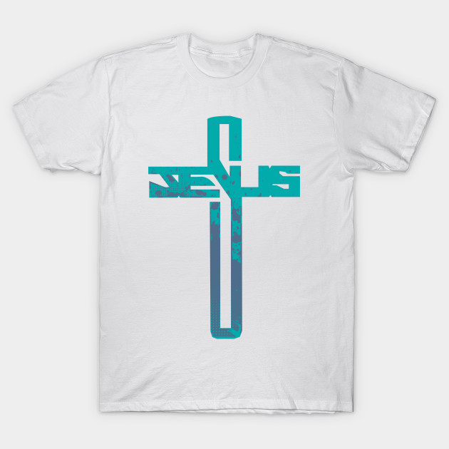 Blue and Purple Jesus Cross T-Shirt-TOZ